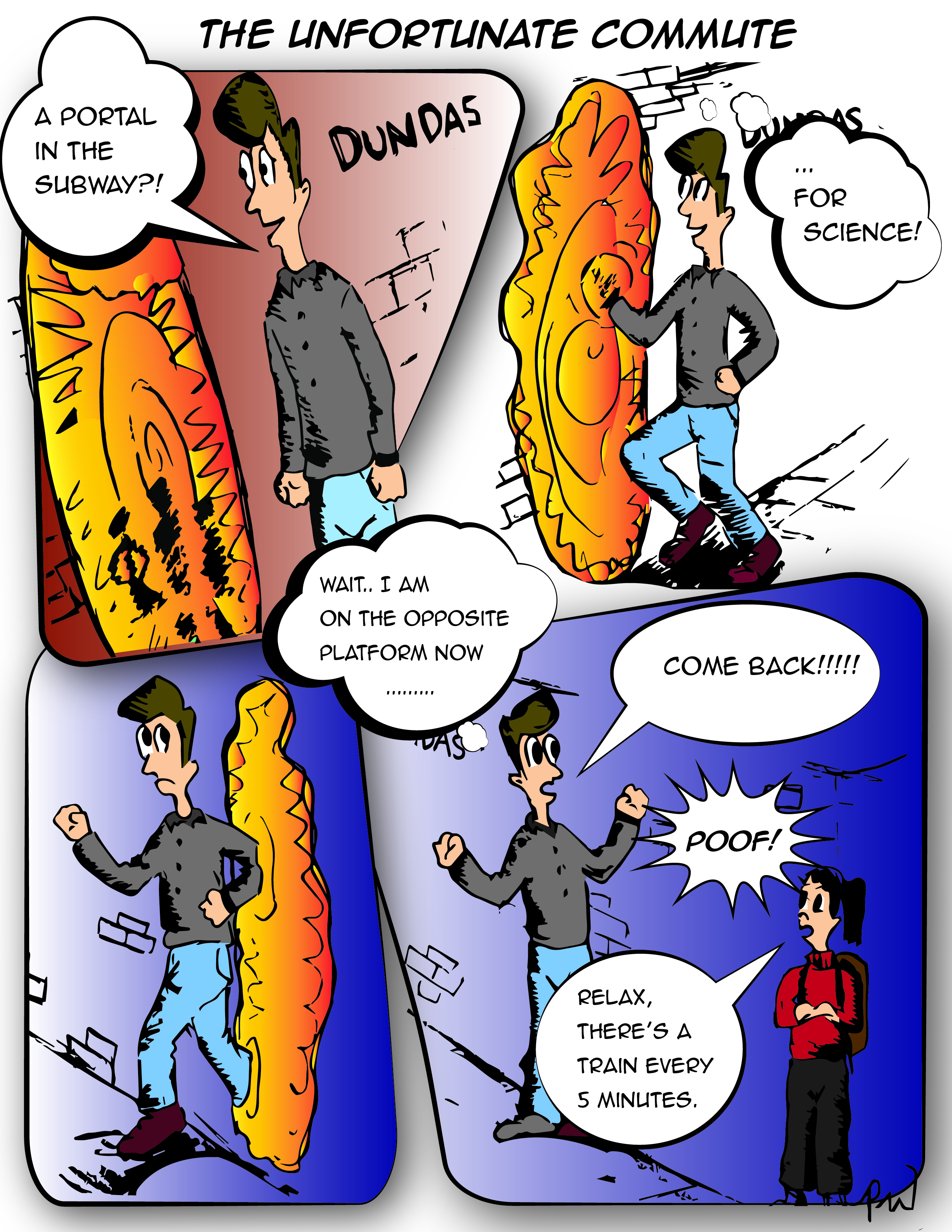 a comic about sci-fi portal in the subway station