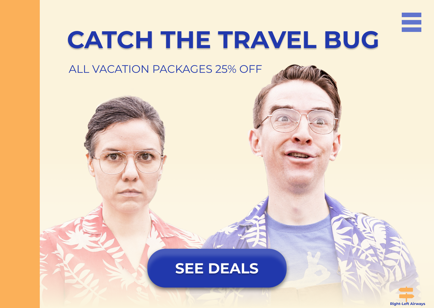 landing page for travel website